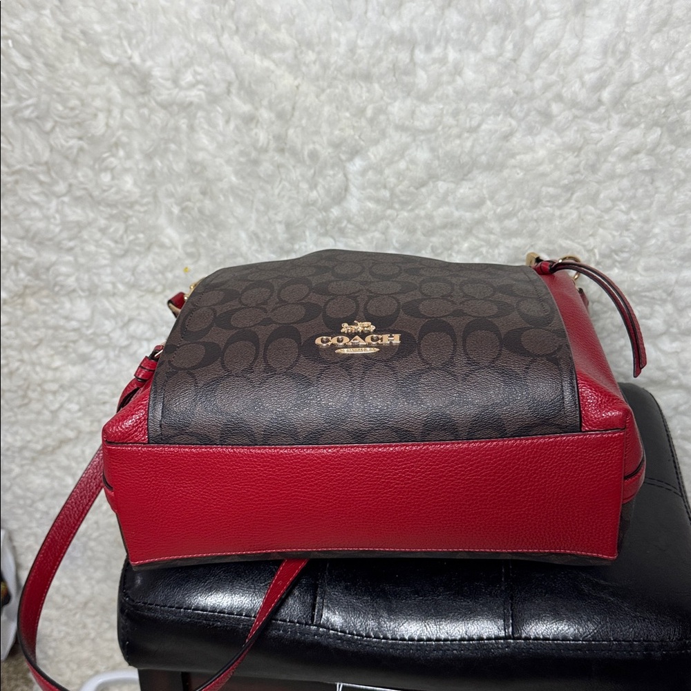 Coach Dempsey ,Red and Brown Signature crossbody and Shoulder Bag - Picture 5 of 8